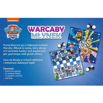 Gra planszowa Warcaby i Młynek, Paw Patrol 02798 Trefl