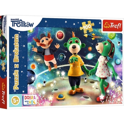 Puzzle 100 elementów - Trefliki wśród gwiazd - Dobranoc, Trefliki na noc 14824 / TREFL
