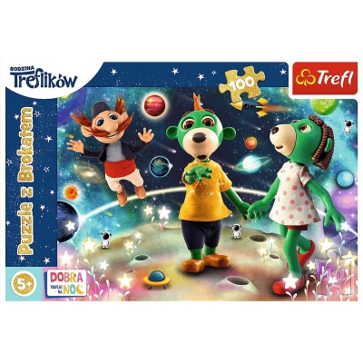 Puzzle 100 elementów - Trefliki wśród gwiazd - Dobranoc, Trefliki na noc 14824 / TREFL
