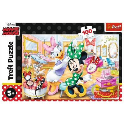 Puzzle 100 elementów - Minnie w salonie kosmetycznym 16387 / TREFL
