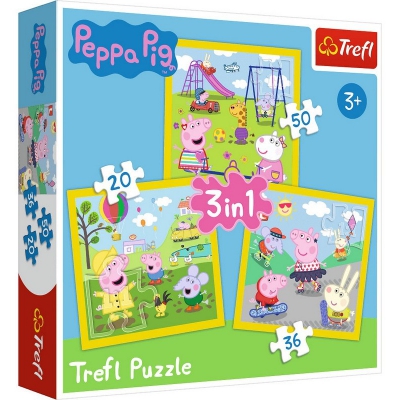 Puzzle 3w1 Wesoły dzień Peppy 34849 Trefl