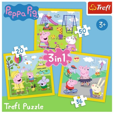 Puzzle 3w1 Wesoły dzień Peppy 34849 Trefl