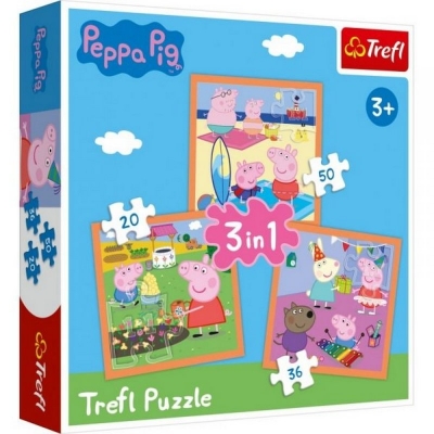 Puzzle 3w1  - Pomysłowa Świnka Peppa 34852 TREFL