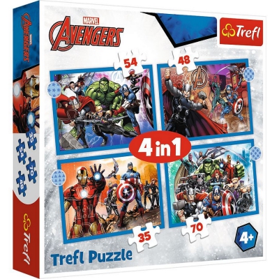 Puzzle 4 w 1 Odważni Avengersi 34386 TREFL