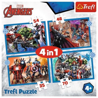Puzzle 4 w 1 Odważni Avengersi 34386 TREFL