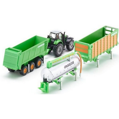 Siku Super Traktor z naczepą, przyczepą i cysterną S1848