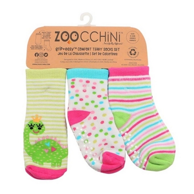 Zoocchini Skarpetki Antypoślizgowe 3 Pary Dinozaur 0-24m
